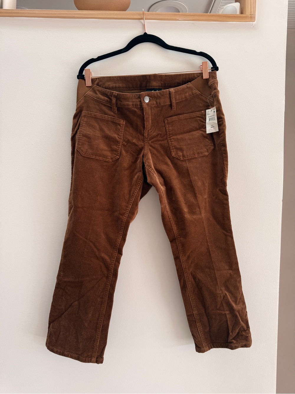 Maternity Corduroy Straight-Leg Pants in Rich Brown. NWT